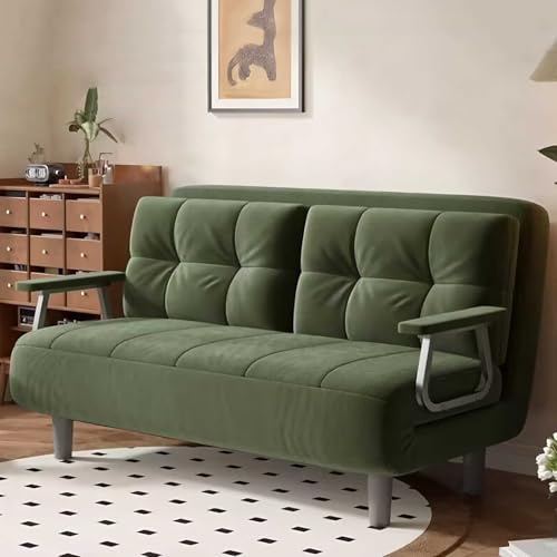 3-i-1 Folding Bäddsoffa, Enstol med 5-position ryggstöd och kudde, hög motståndskraftsskum, stålram, Utrymmesbesparing för Gästrum, Liten lägenhet, Enkel montering, Kompakt design