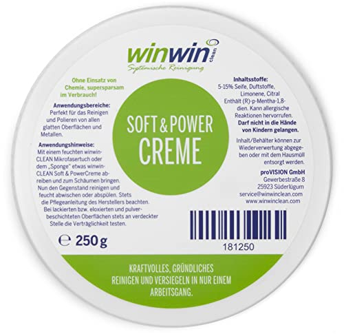 winwinCLEAN SOFT & POWER CREME 250G I UNIVERSAL REINIGUNGSCREME I SNEAKERCLEANER I ZU 100% AUS NACHWACHSENDEN ROHSTOFFEN