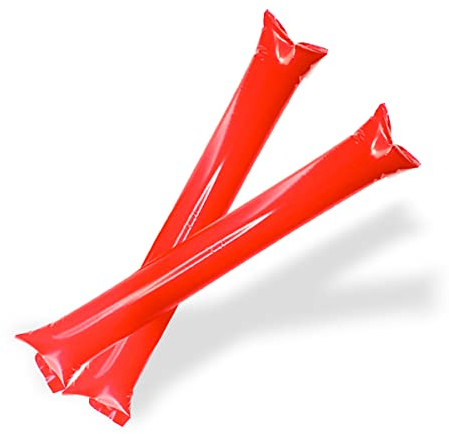 FUN FAN LINE - Pack 50 Pares Aplaudidores Hinchables Reutilizables | Palos Animación Ruidosos para Fiestas, Fútbol y Eventos | Cotillón Deportivo y Celebraciones (Rojo)