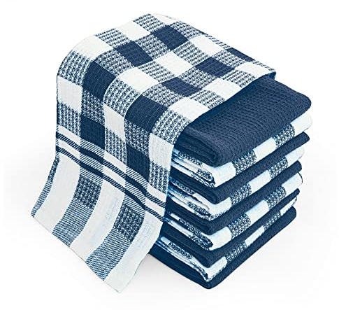 Chef Pomodoro Paños de Cocina Gofre - Paquete de 10 - Trapos Cocina Algodón 100%, Bayetas de 38 cm x 63 cm - Trapos de Cocina para Secar - Textiles de Cocina (Pack de 10, Azul Oscuro)