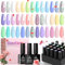 beetles Spring Gel Polish Set- 20 Pcs Pastel Paradise Soak Off Nude Pink Yellow Blue Glitter Gel Nail Polish Kit with Glossy Matte Top Base Gel Coat Manicure Design Gifts for Girls