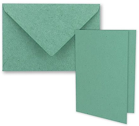 FarbenFroh by GUSTAV NEUSER 25x Faltkarten-Set DIN A7-10,5 x 7,4 cm - mit Umschlägen DIN C7 in Kraftpapier Eukalyptus-Grün - Kleine Doppelkarten blanko zum Selbstgestalten und Bedrucken