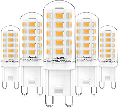 Cxyemt G9 LED Lampen 3W Ersetzt 28W 33W 40W Halogenlampen, 2700K Warmweiß G9 LED Energiesparlampe Glühbirne, AC 220-240V, Nicht Dimmbar, Kein Flickern Leuchtmittel, 5er Pack