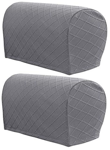 LOVIVER 2 Set Sofa Armlehnenbezüge, Armlehnenpolster für Stuhl Sofa Sessel Couch，Verstellbar Stretch Armlehnenschoner - Hellgrau