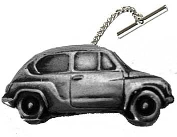 Krawattennadel mit Kette, italienisches Oldtimer, 600 ref65, Zinn