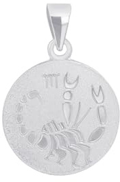 Amor Motivanhänger 925 Sterling Silber Unisex Damen Herren Anhänger, Silber, Skorpion, Kommt in Schmuck Geschenk Box, 2028054