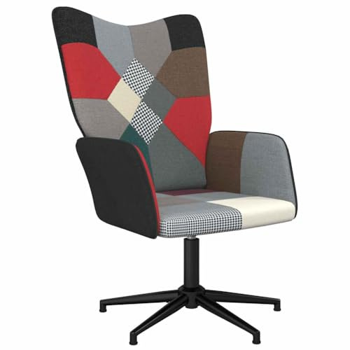 vidaXL Relaxsessel, Sessel Drehbar mit Stahlgestell, Relaxstuhl Polsterstuhl mit Armlehne, Fernsehsessel Polstersessel Wohnzimmer, Patchwork Stoff