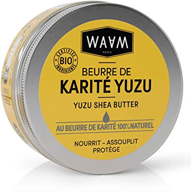 WAAM Cosmetics – Beurre de Karité Yuzu – Soin nourrissant peau et cheveux – Au beurre de Karité brut BIO et naturel – Vegan – 100ml