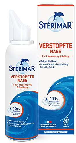 STÉRIMAR Meerwasser Nasenspray, 100 Prozent natürliches Meerwasser, 2 in 1 Spray und Spülung, geeignet für Erwachsene und Kinder, 100ml