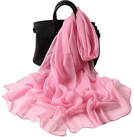 FAIRYGATE Scarves Women Chiffon Scarf Plain Neck Wrap Large Headscarf Girls Headwrap Sheer Ladies Scarfs Pink 6045
