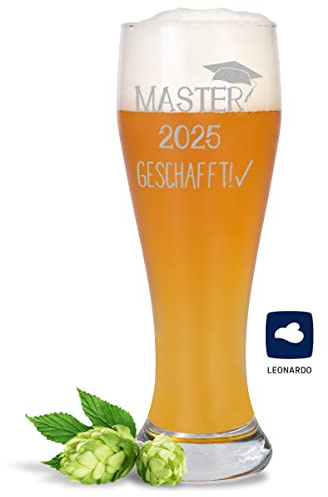 JUNIWORDS Weizenbierglas mit Gravur, MASTER 2025 GESCHAFFT!, Bierglas (1008206)