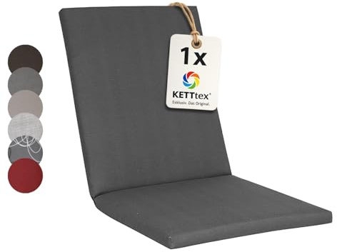 KETTtex EXKLUSIV Auflage Mittellehner steingrau I Gartenstuhl Polster 109x50x4cm I hochwertige und Pflegeleichte Sesselauflage I Wetter- und formbeständige Stuhlauflage I KTH2 Sitzauflage