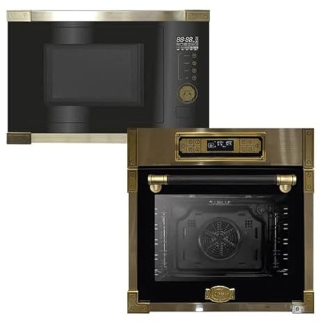 Kaiser EH 6726 AD Retro Einbau Backofen 80L, + Kaiser EM 2545 AD Einbau Multifunktions Mikrowelle,Schwarz Glas,25L