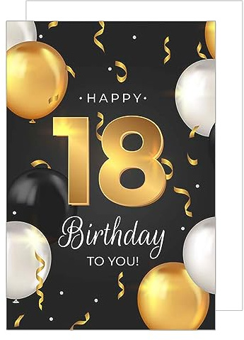 Edition Seidel Premium XXL Maxi gratulationskort till 18-årsdagen Födelsedag med kuvertformat DIN A4. Födelsedagskort gratulationskort kort Billet Happy Birthday-man kvinna tonåring ballonger
