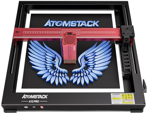 ATOMSTACK A12 Pro Laser Graviermaschine 50W, 12W Lasergravur Maschine mit 600mm/s Hohe Gravurgeschwindigkeit, Laser Cutter Schneiden Sie 8 mm Paulownia Bretter in einem Durchgang, 370x310mm