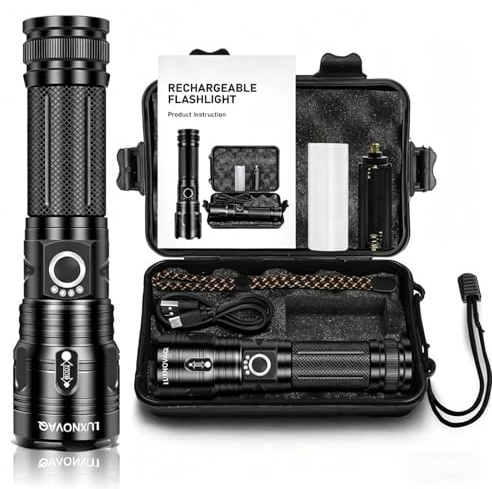 Taschenlampe Led Aufladbar 200000 Lumen, Led Taschenlampe Extrem Hell | XHP70 Wasserdicht taktische taschenlampe Betrieben, 5 Lichtmodi taschenlampen für Camping Wandern Notfälle