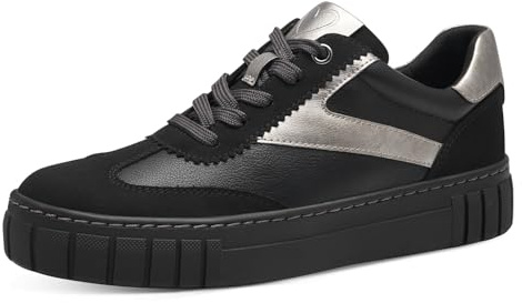MARCO TOZZI Damen Plateau Sneaker mit Schnürsenkeln Freizeit, Schwarz (Black Comb), 38 EU