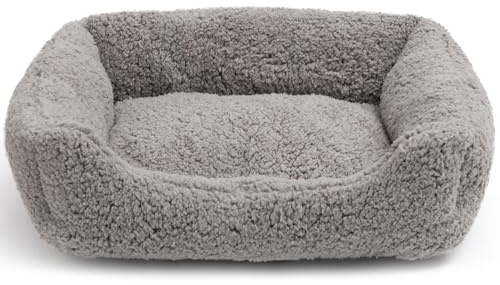 Hollypet Katzenbett Kleines Hundebett, Haustierbett für Katzen und Welpen, Weiches Katzenbett Atmungsaktives Haustierkissen, Hellgrau (50 * 45 * 15cm)