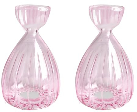 JOJOCY 2Pcs Avocado Seed Sprout Starter Vase, Striped Style Avocado Tree Growing Glass Vases, Glass Bulb Vase for Home Table Desk Indoor Decor (2 Pink)