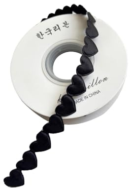Wisafory 10 Yards Geschenkband Herz Band Satinband Dekoband Schleifenband Stoffband Ribbon Bänder Dekoration für Hochzeit Valentinstag Geschenkverpackung Blumenstrauß Schwarz
