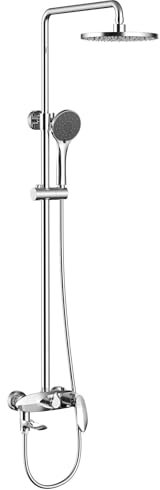 BiaoTeng Colonne de Douche Fixation Murale Réglable, Sortie D'eau Systeme Douche Murale 3 Fonctions Avec Flexible de Douche 1, 5 M Systeme de Douche pour Baignoire, Chrome