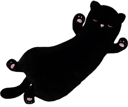 KASFDBMO Langes Katzen-Plüschkissen, Stofftierform, Sofa-Dekoration, Katzenform, weiche PP-Baumwolle, Überwurfkissen, Heimdekoration, niedliche große Augen, Umarmungskissen