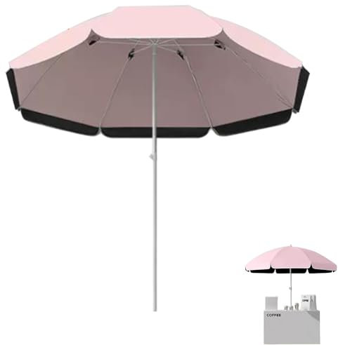 QSPNVFB Groß Sonnenschirm, Tragbarer Strandschirm, 2m/2.4m Runder Tischschirm Gartenschirm, UV-Schut Wasserdicht Außenbereich Terrassenschirm Rosa Grün(Pink,2.2m(7ft))