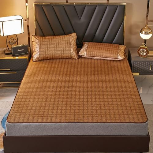Sommer Kühlung Pad Kühlung Bettdecke Matratze Sommer-Schlafmatte, faltbare doppelseitige Bambusmatte fürs Bett, Sommer-Bambus-Bettmatte, Matratzenauflage, Rattan-Kühlmatte, atmungsaktiver karbonisiert