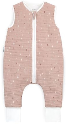 Ehrenkind® Musselin Schlafsack mit Füßen 2.5 TOG 100% Bio-Baumwolle Rosé mit Tropfen | 80 cm | Oeko Tex zertifiziert