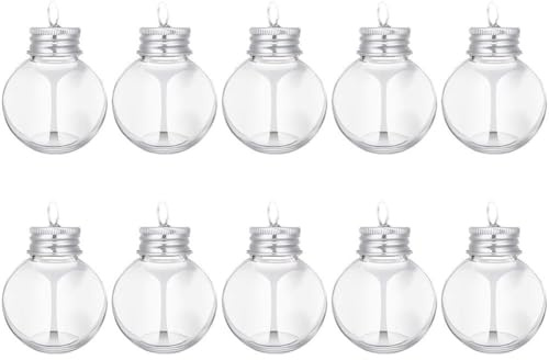 Ymxygz 10 Stück Weihnachts-schnapskugeln, Durchsichtiger Weihnachtsbaum, Befüllbare Ornamente, Wasserflasche, Glühbirnenform, Durchsichtige Kunststoff-weihnachtsanhänger-Kugel