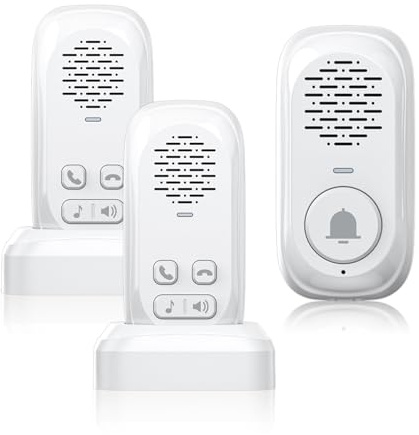 PANDAAR Intercoms Wireless for Home,Real-Time Two Way Voice Communication Intercom with 984ft Range,4 Volume Levels and 4 Chimes,Doorbell Intercom with 1 Outdoor Unit and 2 Indoor Unit