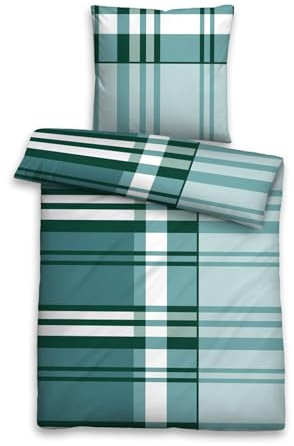 biberna Biancheria da letto in flanella fine 300355 135 x 200 + 80 x 80 cm, colore 471 petrolio