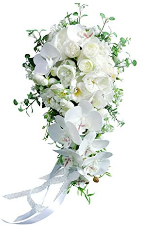WASTEBIN Hochzeit Cascading Brautstrauß Künstlich Für Schmetterling Orchidee Wassertropfen Stil Wasserfälle Brautjungfer Hält D