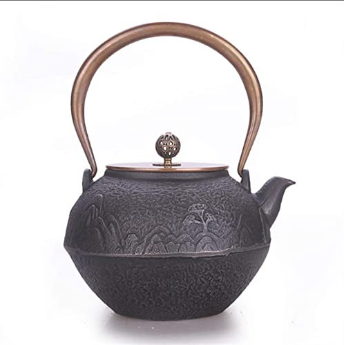 Ornamenti per teiera Cinese in ghisa, Stile Giapponese, Modello di Pesce, Set da tè Kung Fu Non Rivestito, teiera in Ferro Originale per preparare Il tè, 1,2 l