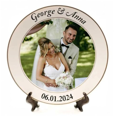 Newlywed Gifts Mr and Mrs Gifts Wedding Gifts for Couple Personalised Photo Plate 10 Large Plate & Stand