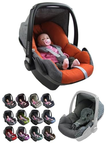 Funda de repuesto para capazo de bebé, compatible con Maxi-Cosi Pebble, juego completo de fundas de asiento de 5 piezas con acolchado para cinturón de seguridad, capota y reposacabezas (jaspeado
