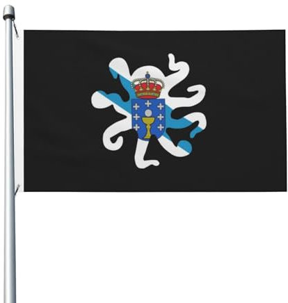 Bandera De Jardín Formas De Octo-Oplus De La Bandera De Galicia Fuerte Flag Clásica Banderines Pancarta Para Barras Exterior Cumpleaños 90X150cm