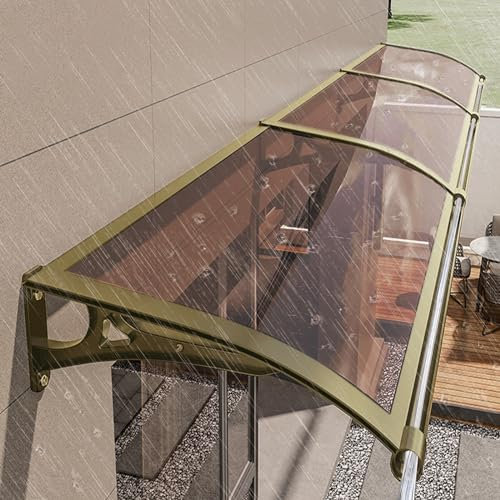 Modern Exterior Overhang Awning for Windows and Front Door Entrance Aluminum Bracket Polycarbonate Canopy with Rain Gutters for Rain Snow and UV Protection 60x20 inches