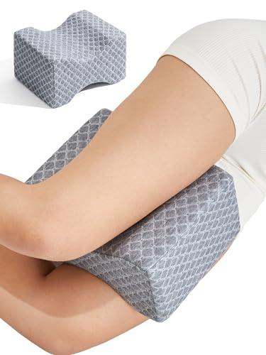 UJPFEO Knee Pillow for Side Sleepers,Memory Foam Leg Support Pillow for Sleeping Comfort,Knee Cushion for Hip,Knee,Back and Sciatica Relief,Helps Align Spine,Gray