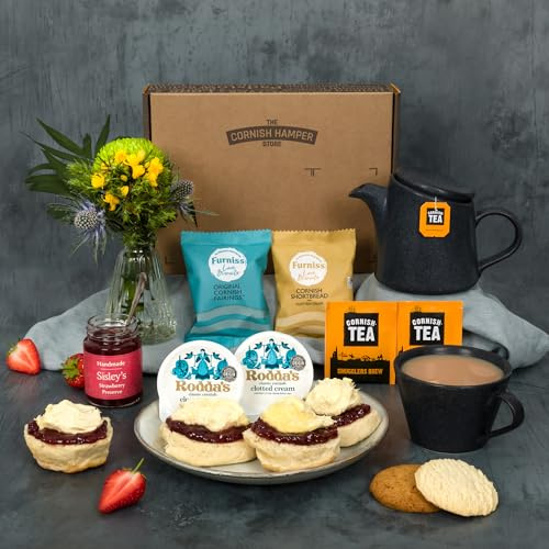 Afternoon Tea Hamper for 2 | Cornish Cream Tea Set, Birthday Gift, Thank You, Food Hamper for Women and Men, Gourmet Christmas