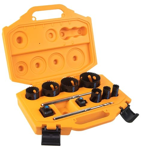 Spyder 11-teiliges Bi-Metall-Lochsägen-Set, 7 Lochsägen, Hex8 und Hex10 HSS Pilot-Bits, Hex8 und Hex10 Dornen, Rapid Core Eject Arbor System