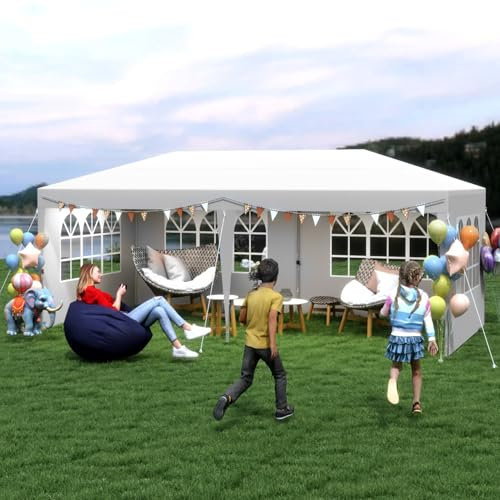 ACXIN Faltpavillon 3x6 Faltbar Partyzelt Gartenzelt, Pavillon Outdoor inkl. Tragetasche & Erdanker, Wasserdicht & UV-Schutz, Höhenverstellbar (Weiß, mit 6 Seitenwänden)