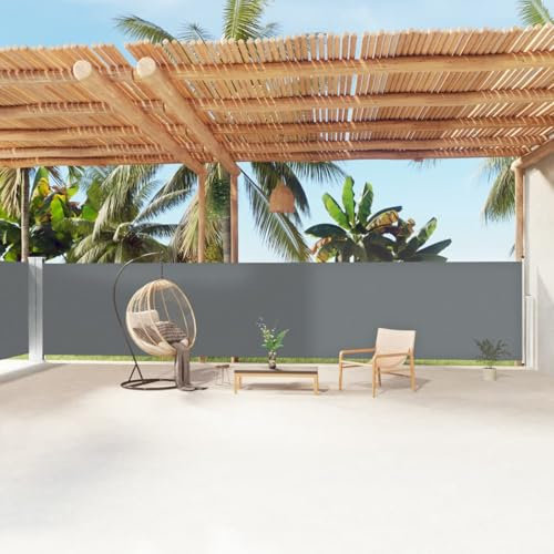 LAPOOH Retractable Side Awning Anthracite 160x1200 cm,Retractable Side Awning,Outdoor Privacy Screen for Garden,Sun Shade-318068