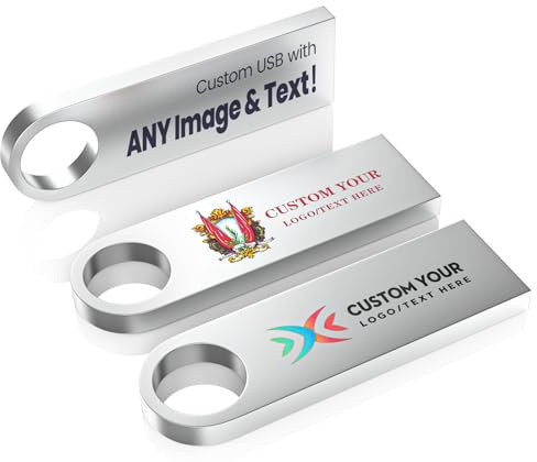 Metall USB-Stick personalisiert, 20 Stück, Wooolken Pen Drive 2.0 mit Gravur von Text, Muster, Firmen- oder individuellem Logo, 128 MB/256 MB/512 MB/1 GB/2 GB/4 GB/8 GB/16 GB/32 GB/64 GB/128 GB