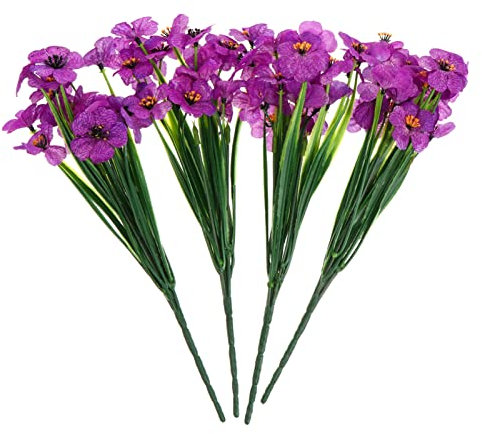 Abaodam Violeta Artificial 4 Piezas de Plástico Púrpura, Realista