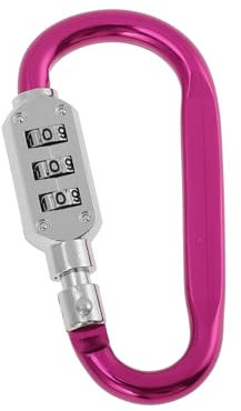 QUARKZMAN Lucchetti Combinati, Serratura a Combinazione a 3 Cifre con Clip a D, Lucchetto a D da 42mm per moto Bicicletta, Rosa Rossa