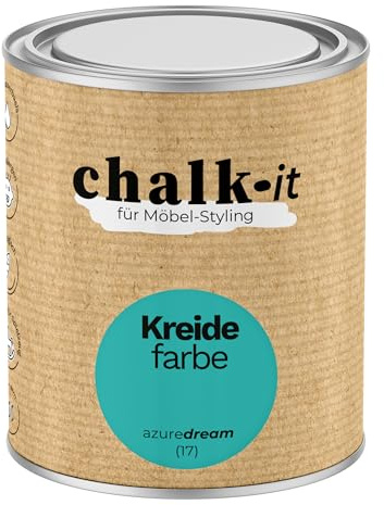chalk-it Kreidefarbe 750ml (17) Azure Dream Möbel Farbe Shabby Chic | Holzlack Natur Vintage Look Möbellack Erfüllt EN71-3 Sicher Kindermöbel Spielzeuge