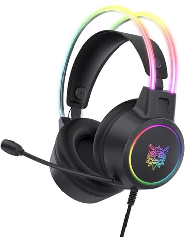 Gaming Headset with Mic, 3.5mm Lightweight Headphones with RGB Aluminum Frame, Surround Sound, Compatible with PS4 PS5 Xbox One(Adapter Not Included) PC Mobile Phone (Black)