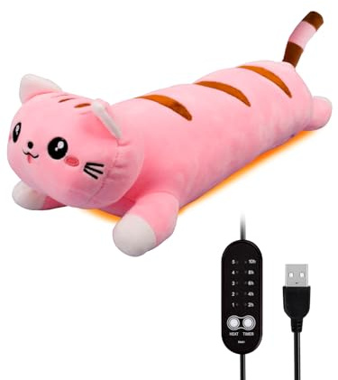 20 Almohadilla Térmica Gato Rosa Para Cólicos Portátil USB 5 Niveles Calor 5 Temporizadores Apagado Automático Mullido Calentador Para Dolor Cuello Espalda Relajante Mujeres Niñas