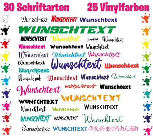 Personalisiert Wunschtext Aufkleber – Autoaufkleber Schriftzug Namen Zahlen – wetterfest Vinyl Sticker für Auto, Fahrrad, Wand, Laptop